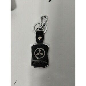 Key Chain For Mitsubishi Metal Alloy Car Black Leather‎ Chrome Accessories